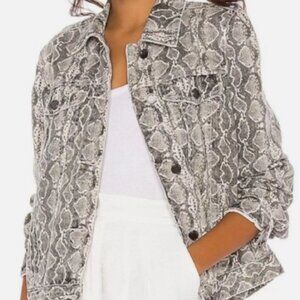 NWT BLANK NYC DENIM REPTILE SNAKESKIN PRINT JEAN JACKET WOMENS LARGE $98